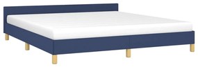 Cadru de pat cu tablie, albastru, 160x200 cm, textil Albastru, 160 x 200 cm