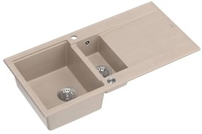 Chiuveta compozit incastrata Quadron Unique Evan 156 bej - inox 100x50 cm