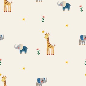 Cearsaf din bumbac pentru patut copii LITTLE SAFARI colorat 110x160 cm