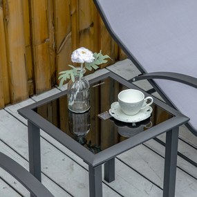 Outsunny Set 2 Sezlonguri de Gradina si 1 Masuta cu Raft din Sticla Negru | Aosom Romania