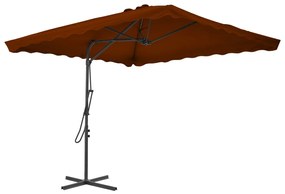 vidaXL Umbrelă de grădină, stâlp din oțel, cărămiziu, 250x250x230 cm