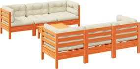 vidaXL Set canapele grădină cu perne, 7 piese, maro, lemn masiv de pin