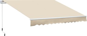 Outsunny Copertină Rabatabilă Exterior, Copertină Extensibilă, Copertină Tip Roll-Up cu Deschidere Manivelă, 350x250 cm, Crem | Aosom Romania