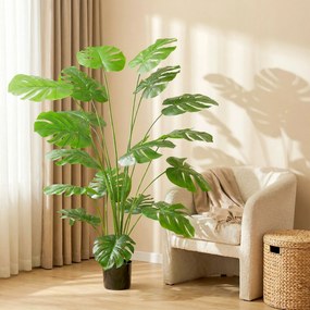 HOMCOM Plantă artificială arbore Monstera deliciosa cu ghiveci inclus înălțime 150 cm interior verde | Aosom Romania