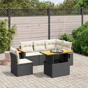 vidaXL Set mobilier de grădină cu perne, 6 piese, negru, poliratan