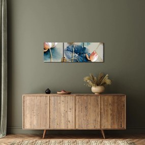 Tablou cu flori (cu ceas) (90x30 cm)