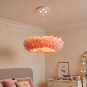 Brilagi - Lustră LED pe cablu FEATHER 3xE27/40W/230V + 3xLED/3W diam. 50 cm roz