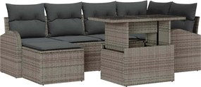 vidaXL Set de canapele pentru grădină cu pernă 7 pcs Gri
