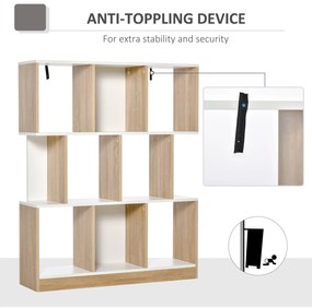 HOMCOM Bibliotecă din Lemn cu 3 Rafturi, Dimensiuni 100x30x124cm, Design Elegant pentru Organizare și Depozitare | AOSOM România