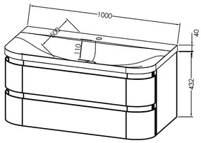 Set dulap baie cu lavoar inclus KolpaSan Vittoria 100 cm, gri inchis mat Gri inchis mat, 1000x432x500 mm