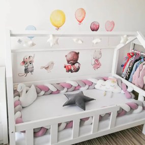INSPIO Autocolante deasupra patului - animale cu baloane în culori pastel