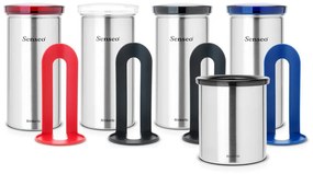 Recipient depozitare ceai/cafea/capsule Brabantia 646989, Pana la 18 capsule, Otel inoxidabil, Rezistent la amprente, Argintiu/Transparent