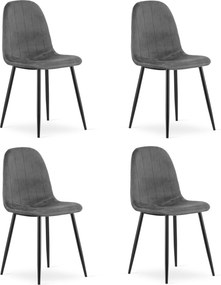 Scaun de masa PADVA VELVET cu picioare negre, gri inchis