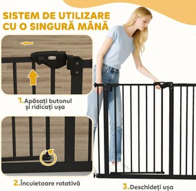 PawHut Poartă pentru Câini cu Lățime Reglabilă și Închidere Automată, Negru | Aosom Romania