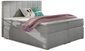Pat matrimonial Boxspring 160 cm Abbie (gri deschis) (cu saltele). 1027416