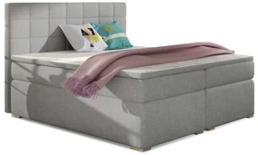 Pat matrimonial Boxspring 180 cm Abbie (gri deschis) (cu saltele). 1027425
