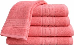 Set 5 Prosoape 70x130 cm Bumbac 500 g/mp Bordura Greceasca, Roz