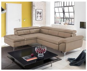 Canapea colțar extensibilă din piele SALERNO II stânga, maro