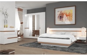 Noptieră, albă extra luciu ridicat HG/stejar sonoma truflu închis, LYNATET TYP 96