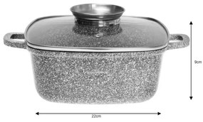 Tava de copt/gatit tip roaster Klausberg KB 7529, 3.7 L, Capac din sticla, Finisaj marmura, Inductie, Gri