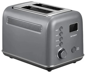 Prajitor de paine BUYDEEM DT730E, 900W, 2 felii, 9 programe automate, 9 trepte de prajire, Carcasa din otel inoxidabil, Afisaj LCD, Indicatori LED, Auto-centrare, Timer, Gri
