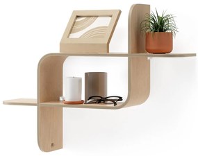 Raft în culoare naturală etajat din lemn masiv de arbore de cauciuc Montage – Umbra