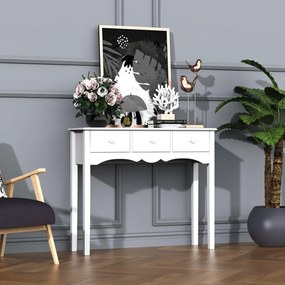 HOMCOM Masă Consolă Modernă cu 3 Sertare, Consolă de Intrare din MDF, pentru Hol, Sufragerie, 100x32x85 cm, Alb | Aosom Romania