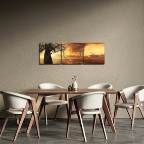 Tablou cu norii portocalii (cu ceas) (90x30 cm)