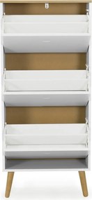 Pantofar cu detalii în decor de stejar și 3 compartimente Tenzo Dot, alb