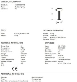 Mini Stalp LED exterior design modern IP65 Vilo H-30cm