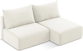 Colțar crem extensibil/cu spațiu de depozitare cu tapițerie din catifea (cu colț pe partea dreaptă/cu șezlong) Kalena – Makamii