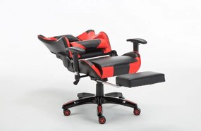 Scaun gaming, masaj în perna lombară, suport picioare, funcție șezlong, SIG 5002, Negru/Roșu