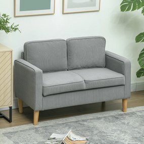 HOMCOM Canapea 2 locuri cu spațiu de depozitare și picioare solide din lemn, pentru living, dormitor, 117 x 63 x 79 cm, Gri deschis | Aosom Romania
