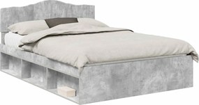 vidaXL Cadru de pat cu headboard Beton 140 x 200 cm Lemn de pin masiv