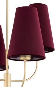 Lustra cu 4 brate design modern Safiano visiniu, auriu