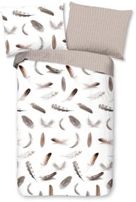 Lenjerie de pat alb/bej din flanelă 140x200 cm – Good Morning