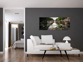 Tablou cu bicicleta în oraș (120x50 cm)