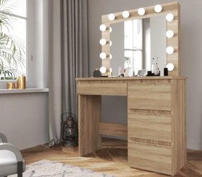 Masă de toaletă cu oglindă LED Cleopatra Sonoma Brown