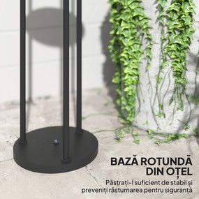 Outsunny Lampă de Exterior cu 3 Lumini, Raft Central și Bază Rotundă, Ø37x144 cm, Negru | Aosom Romania