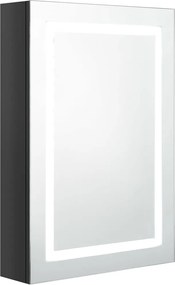 vidaXL Dulap de baie cu oglindă și LED, negru strălucitor, 50x13x70 cm