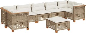 vidaXL Set canapele de grădină, 8 piese, cu perne, bej, poliratan