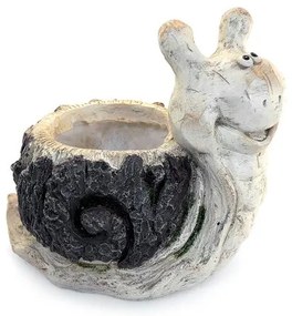 Decoratiune gradina, ceramica, melc cu suport de ghiveci, 31x21x29 cm