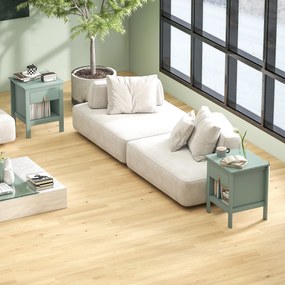 HOMCOM Lot de 2 noptiere cu sertar și compartiment deschis, 45 x 40 x 55 cm, verde | Aosom Romania