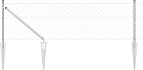 vidaXL Stâlp de gard. Argintiu 25 x 0,8 m (plasă de 60 x 60 mm) Oțel