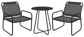 Outsunny Set de gradina 3 piese, salon de gradina, 2 scaune 1 masa rotunda, otel si tesatura mesh, gri | Aosom Romania