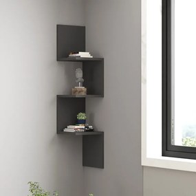 Etajera de colt de perete Insterra din melamina, antracit, 25x25x105.5 cm