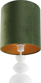 Lampă de masă de design cu abajur din catifea alb, verde cu aur 25 cm - Alisia