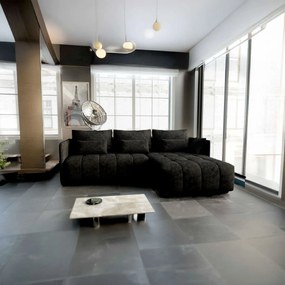 Colțar extensibil dumonde cu ladă de depozitare si sezut confortabil din spuma high-density, Malta Enjoy Black II 235x185 cm