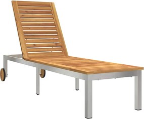 vidaXL Șezlong Ulei Natural 205 x 53 x 100 cm Lemn Solid de Acacia