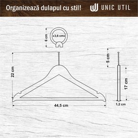 Umerase Hotel din Lemn cu Carlig Antifurt, Grand Luxe, UnicUtil, Vintage, UUUM65